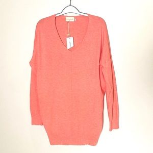 NWT Dreamers V-Neck Soft Coral Tunic Sweater